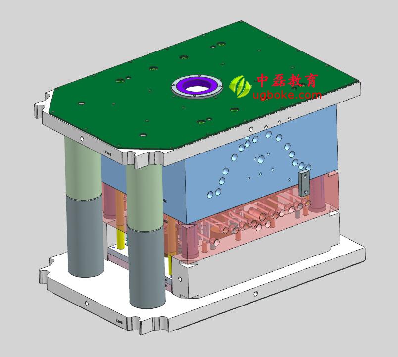 注塑模具圖紙下載，忱位分型，小產品多腔模模具結構-1.jpg