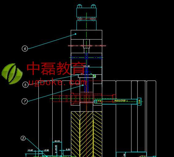 前模帶油缸抽芯行位模具結構-中磊教育