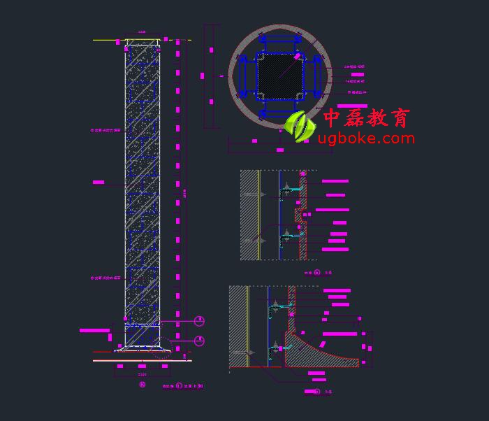 大理石包柱CAD詳圖下載中磊教育