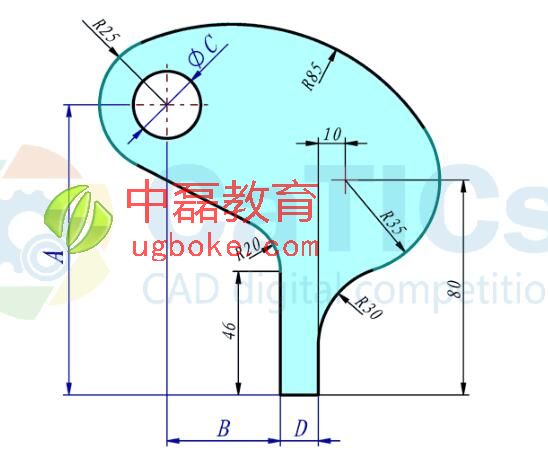 catics大賽9屆2D圖紙帶答案-cad試題練習題