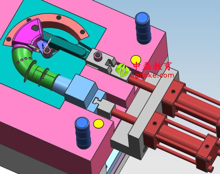 雙油缸彎管UG模具設計結構下載中磊教育