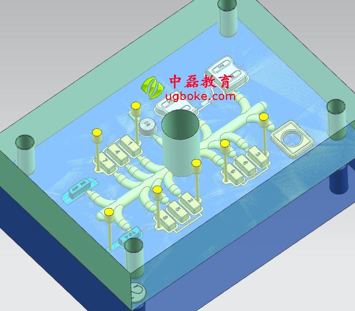 注塑模具圖紙下載，忱位分型，小產品多腔模模具結構-4.jpg